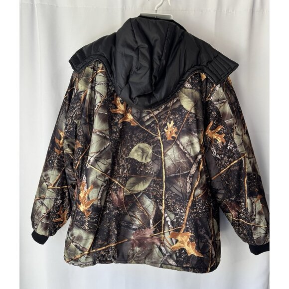 WFS Burly Camo Hunting Jacket Mens L Microsuede Polyester Hooded Full Zip Snap - Picture 2 of 11